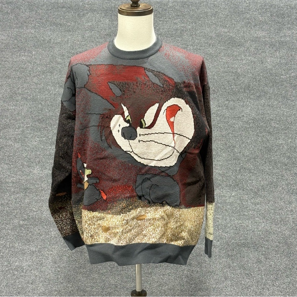 Men's Cartoon Graphic Crewneck Sweater - Multicolor
